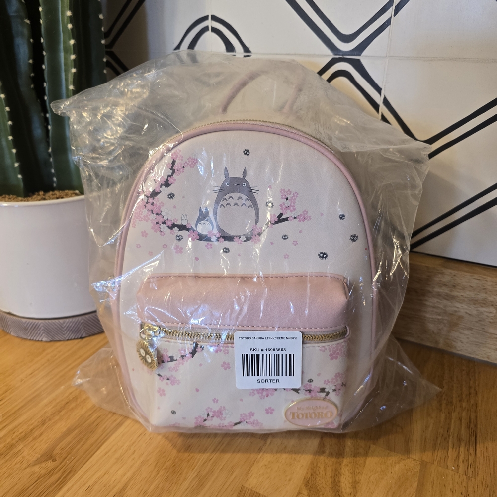 Totoro Sakura Mini Backpack, Light Pink And Creme